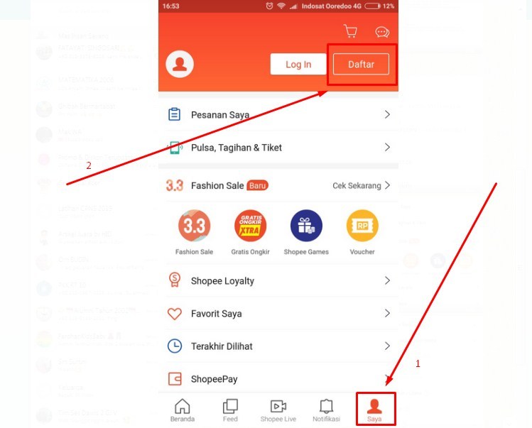 Gambar Cara mendaftar shopee