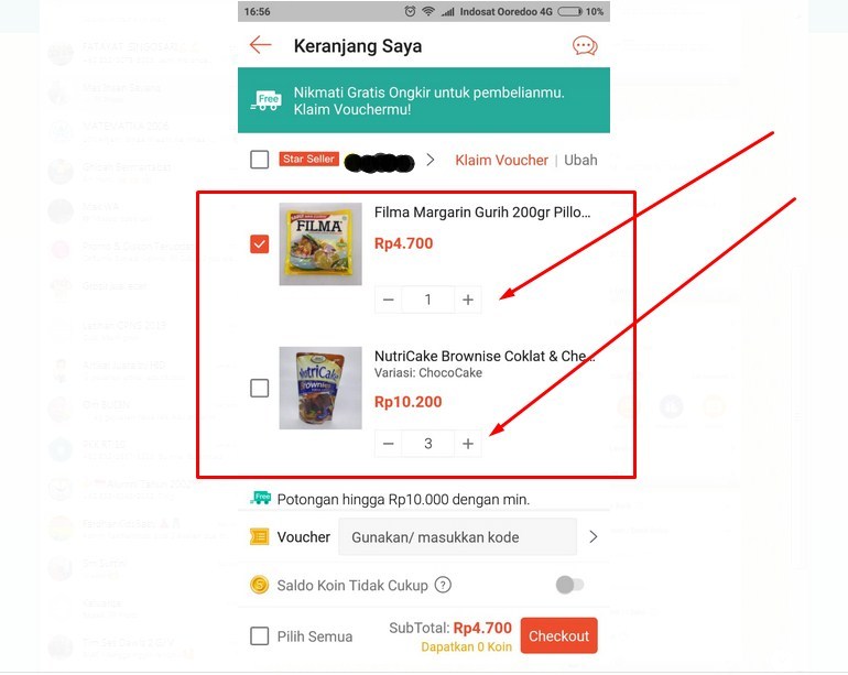 Gambar Cara berbelanja di Shopee lebih dari 1 barang