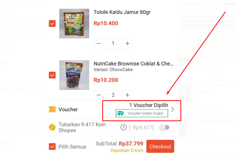 Gambar cara mendapatkan gratis ongkir di Shopee