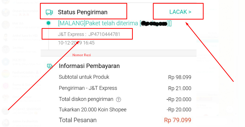 Gambar 1 - Cek Resi Shopee