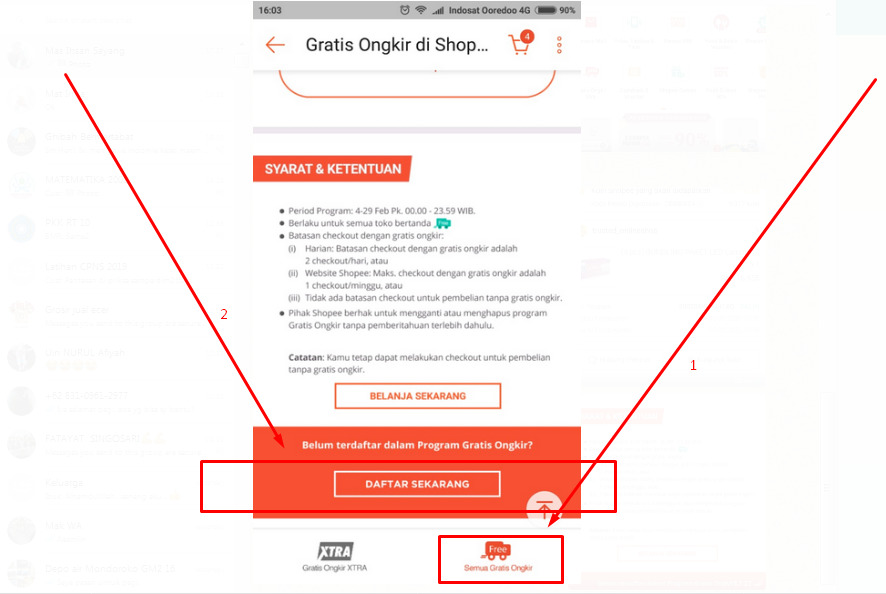 Gambar Cara Daftar Gratis Ongkir Shopee