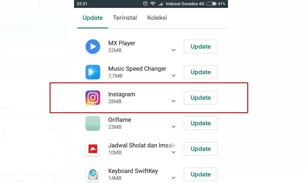 Cara memperbarui instagram di android