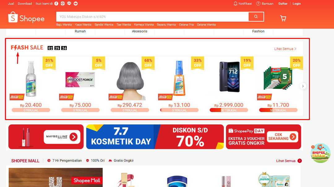 Keuntungan ikut flash sale di Shopee