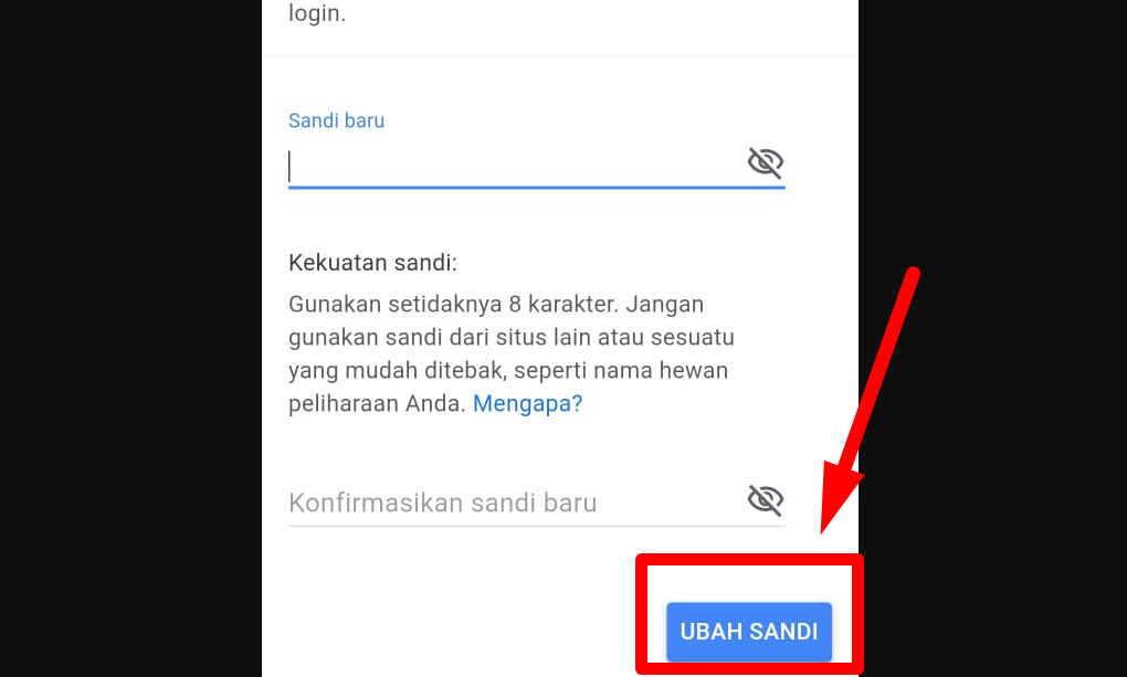 Gambar 1 - Cara mengganti password gmail di HP android