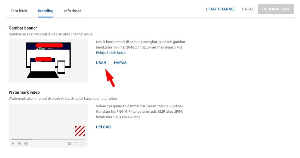 Cara mengubah banner youtube keren dari laptop