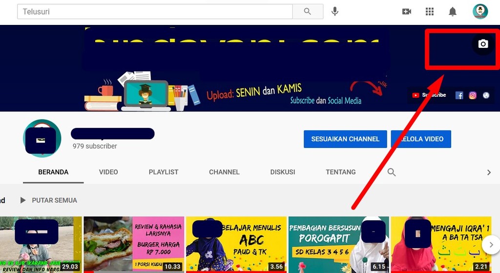 Cara mengubah banner youtube keren dari laptop