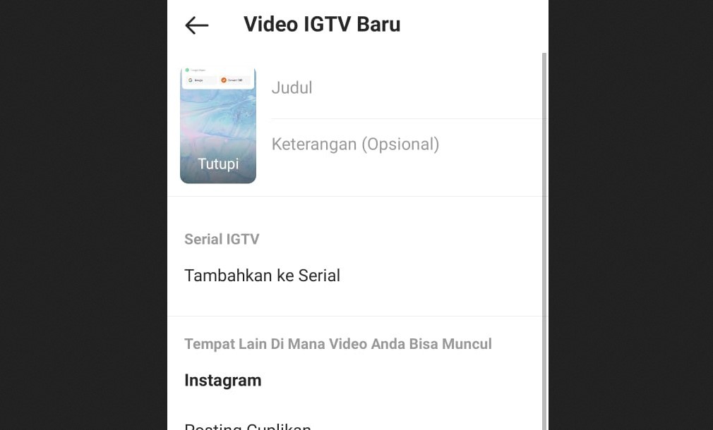 Cara upload IGTV dari HP