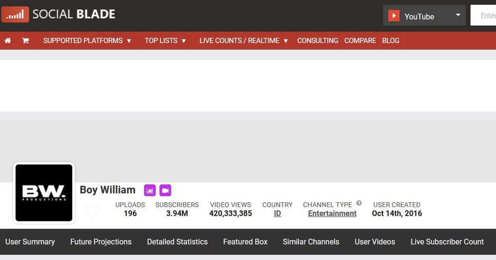 Fungsi atau kegunaan socialblade - Mengecek estimasi pendapatan channel YouTube dan perkembangannya