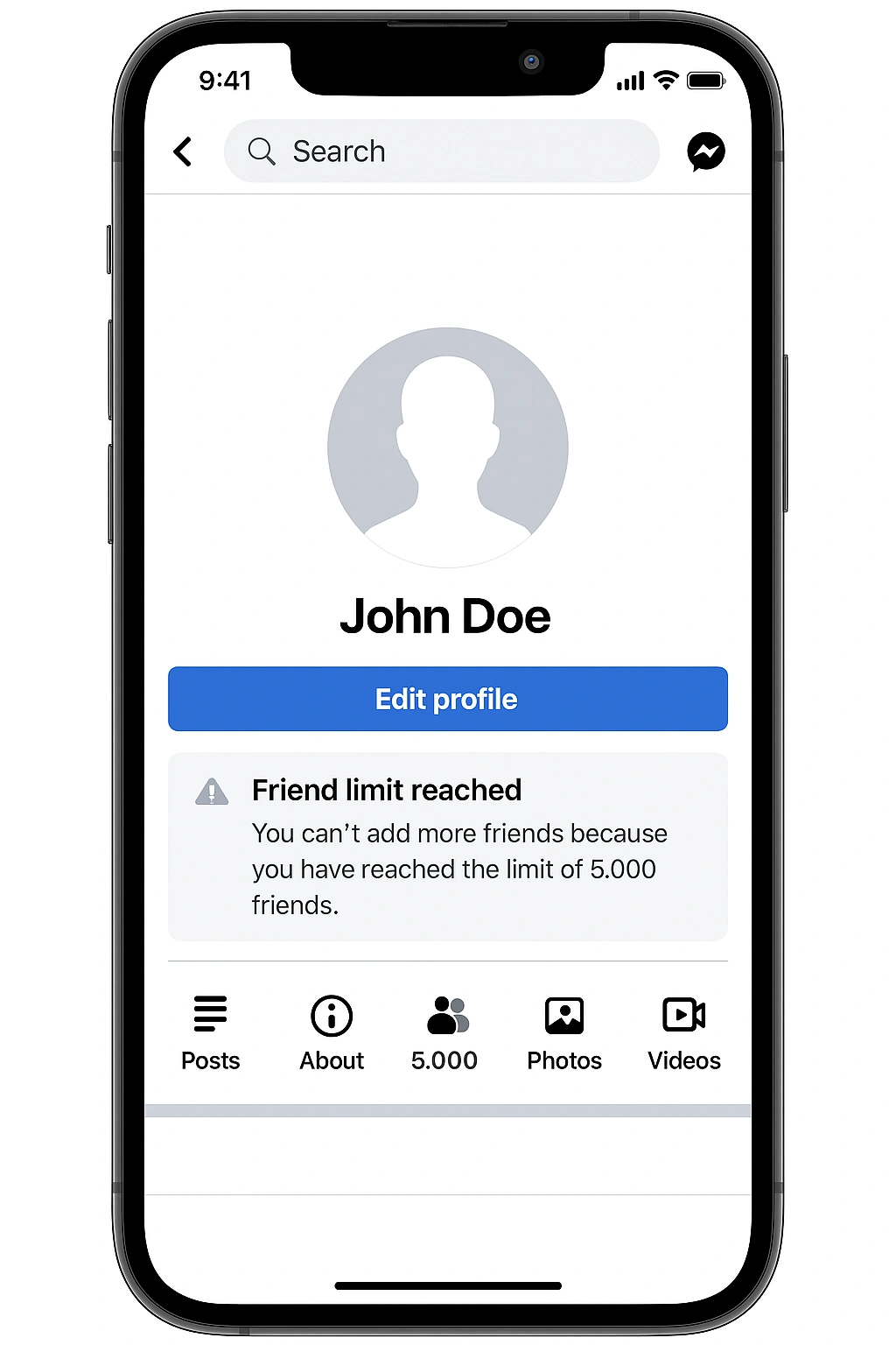 Facebook 5000 Friends Limit Interface