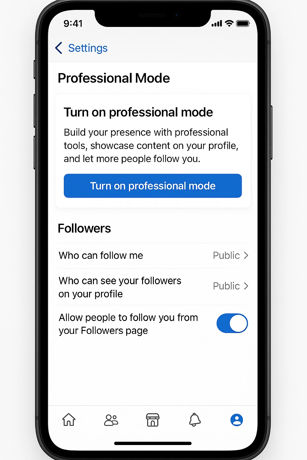 Facebook Professional Mode Settings